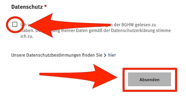 Datenschutzbestimmungen zum Kontaktformular auf BGHW.de