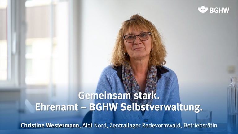 Videointerview mit Christine Westermann, ehrenamtliches Mitglied der BGHW-Selbstverwaltung