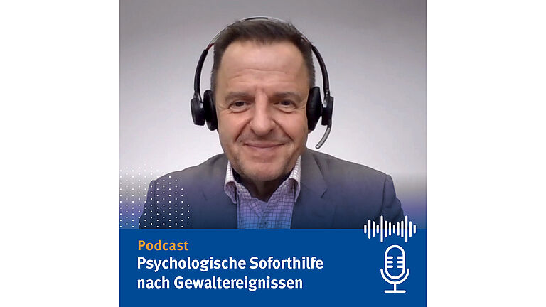 Porträt von Dr. Christian Lüdke, darunter der Titel: Psychologische Soforthilfe nach Gewaltereignissen