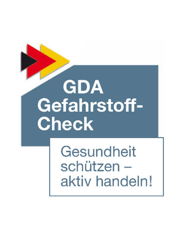 Logo des GDA Gefahrstoff-Checks mit der Aufschrift "Gesundheit schützen, aktiv handeln"