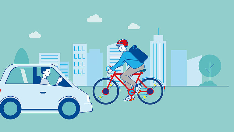 Fahrradkurier im Stadtverkehr