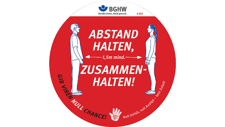 Abstand halten, zusammen halten - der Aufkleber