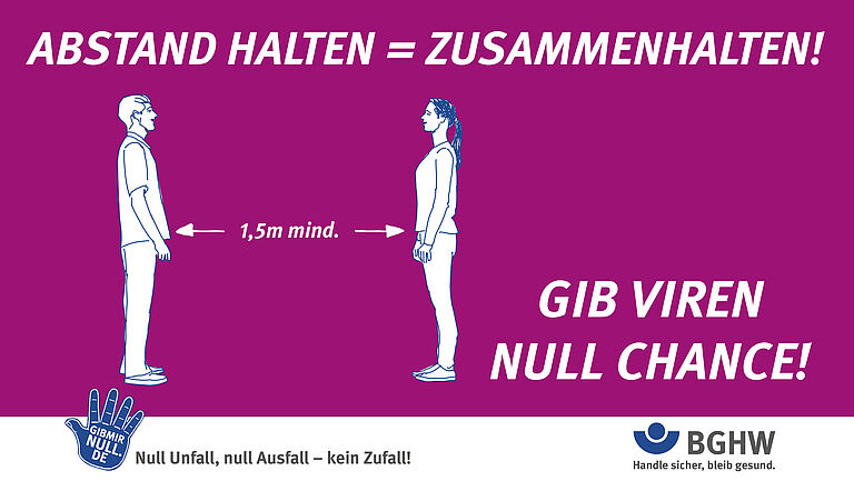 Digitales Plakat "Abstand halten = Zusammenhalten" - Gib Viren Null Chance