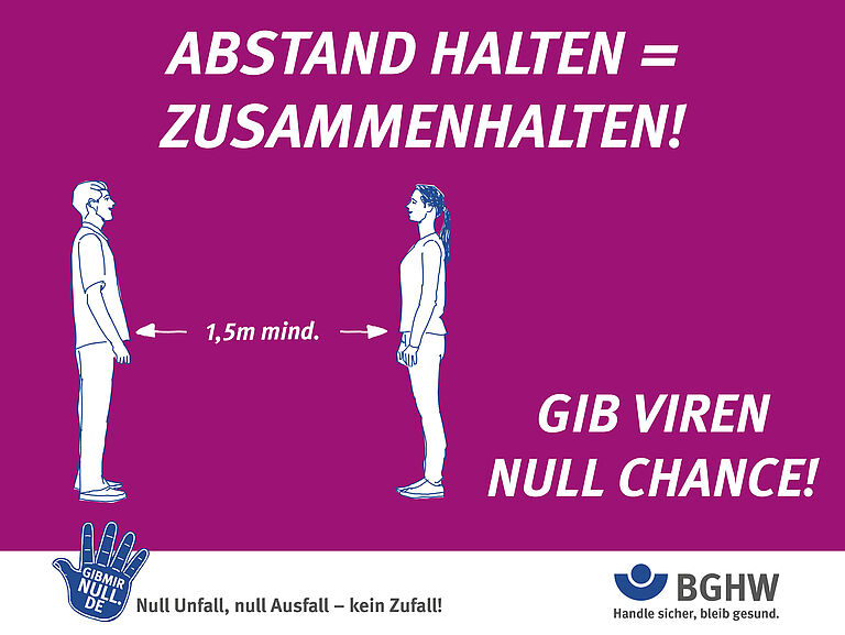 Digitales Plakat "Abstand halten = Zusammenhalten" - Gib Viren Null Chance