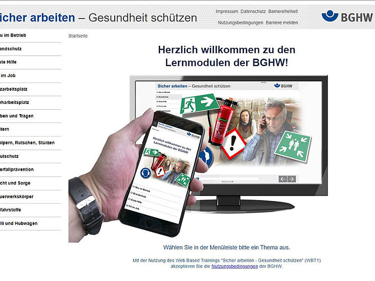 Ansicht des Lernmoduls "Web Based Training"