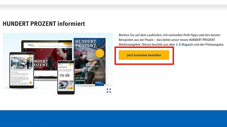 BGHW Magazin "Hundert Prozent" auf BGHW.de