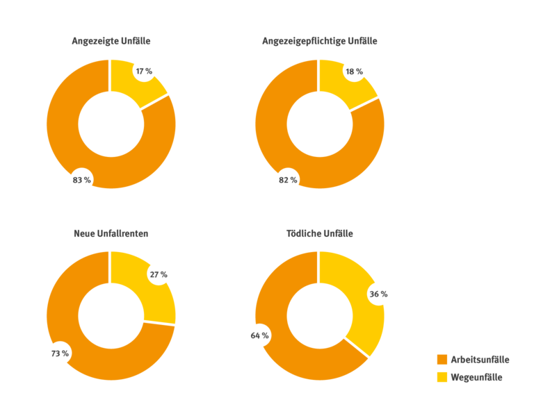4 Scheiben Diagramm mit Prozentangaben der Unfallstatistik 2024
