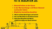 Corona BGHW Hygieneregeln auf gelbem Untergrund in deutscher Sprache