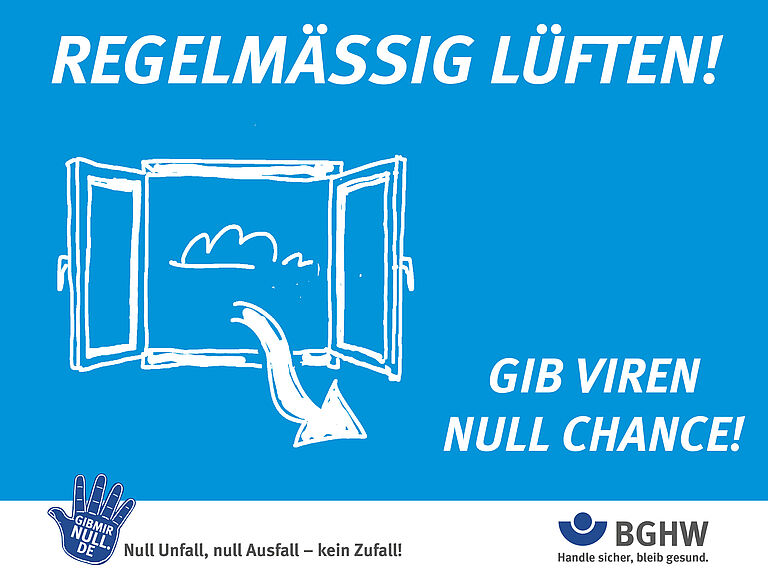 Digitales Plakat "regelmäßig lüften" - Gib Viren Null Chance