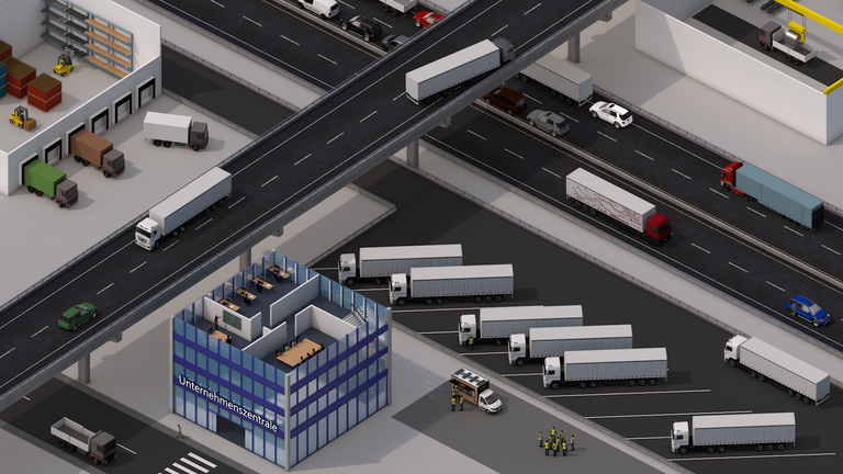 Isometrische Darstellung des Guterkraftverkehrs