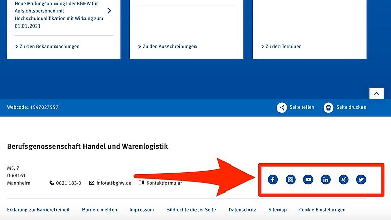 Link zu den sozialen Medien der BGHW
