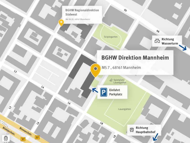 Straßenkartenausschnitt Standort M5, 7, 68161 Mannheim