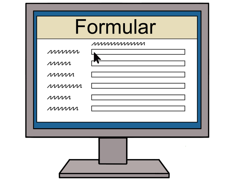 Ein Computerbildschirm zeigt ein Formular