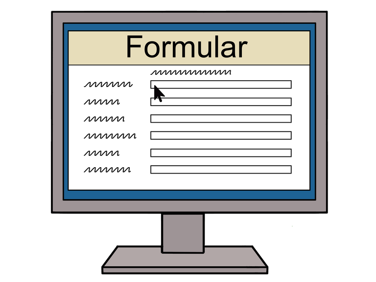 Ein Computerbildschirm zeigt ein Formular
