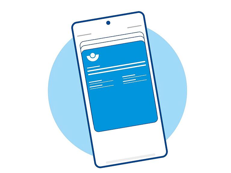 Zeichnung eines Handy mit BGHW Anwendung.