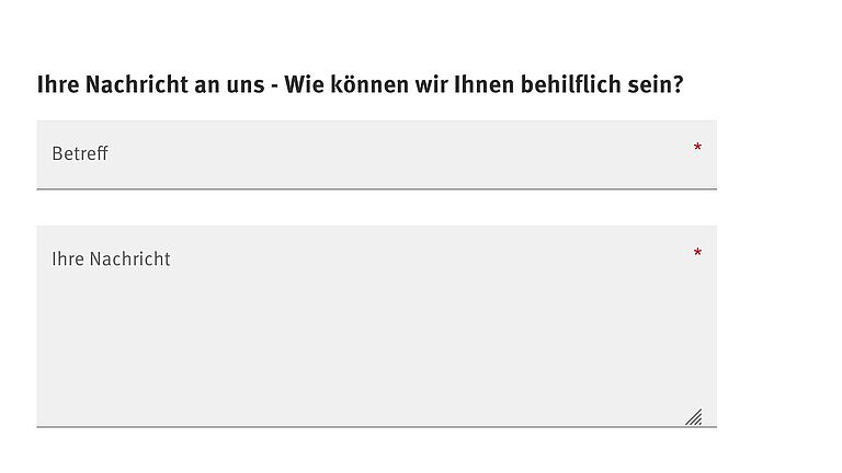 Nachrichtenfeld im Kontaktformular auf BGHW.de